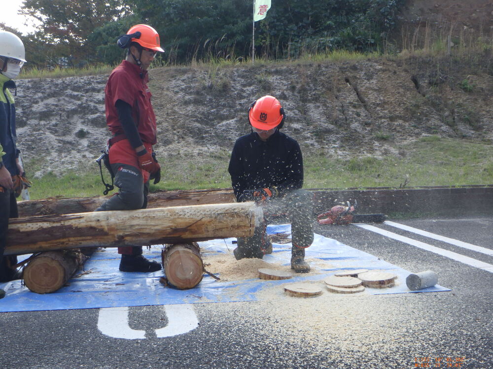 丸太の輪切り講習